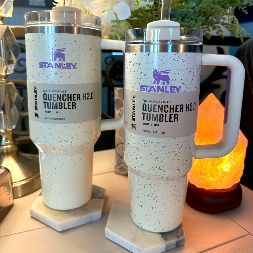 Stanley 40oz Tumbler *Brand new* Cream Speckle w/purple accents